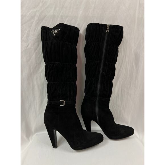 Prada Black Suede Boots size 39 - Picture 1 of 9